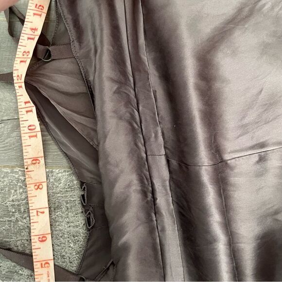 VTG Y2K Max Studio 100% Silk Gray Adjustable Camisole Cami Strap Slip Dress M - Picture 8 of 12